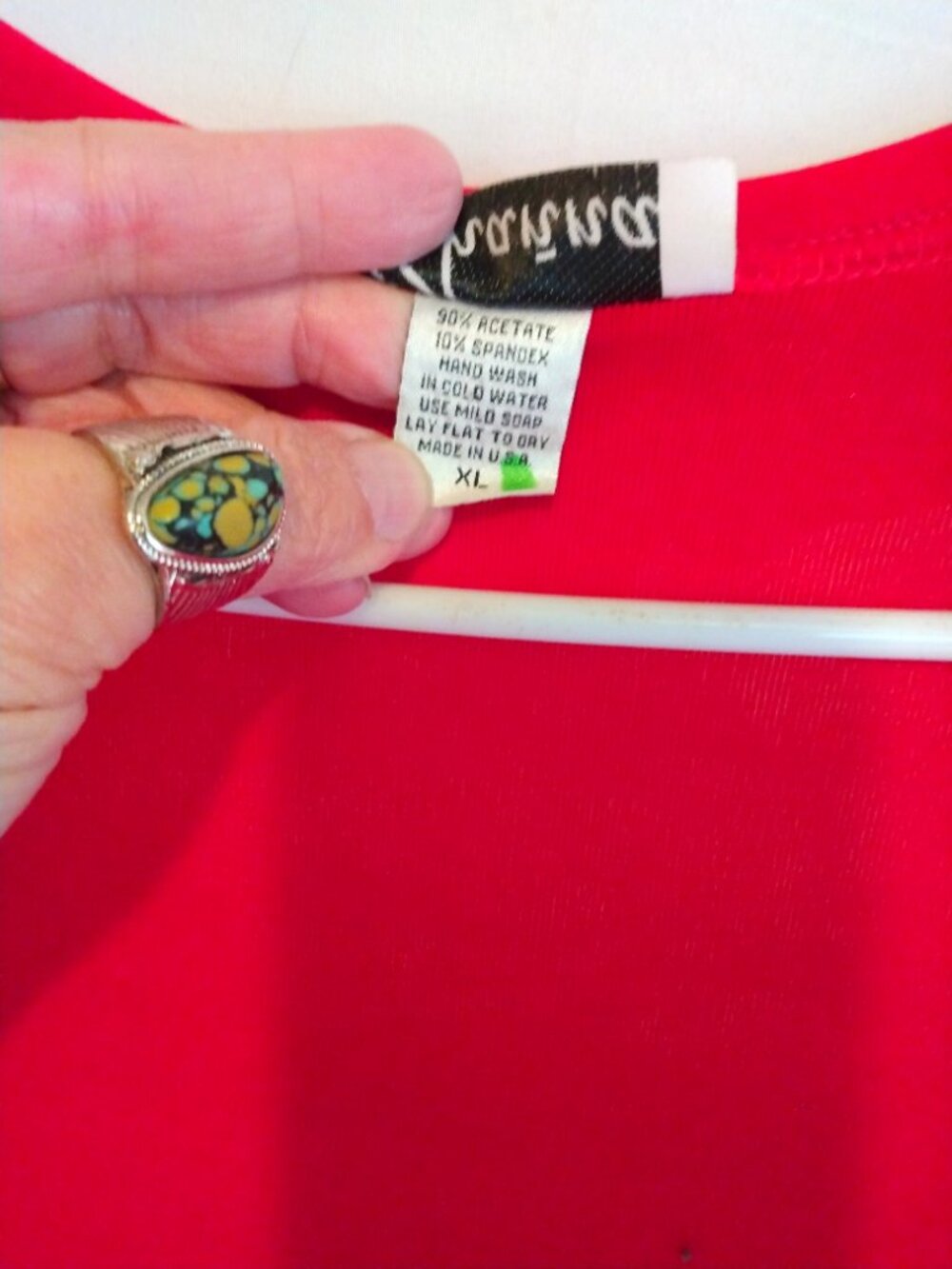 Vintage Channa Red Slinky Stretch Draped Open Front Cardigan XL Travel Y2K Work - Picture 6 of 8